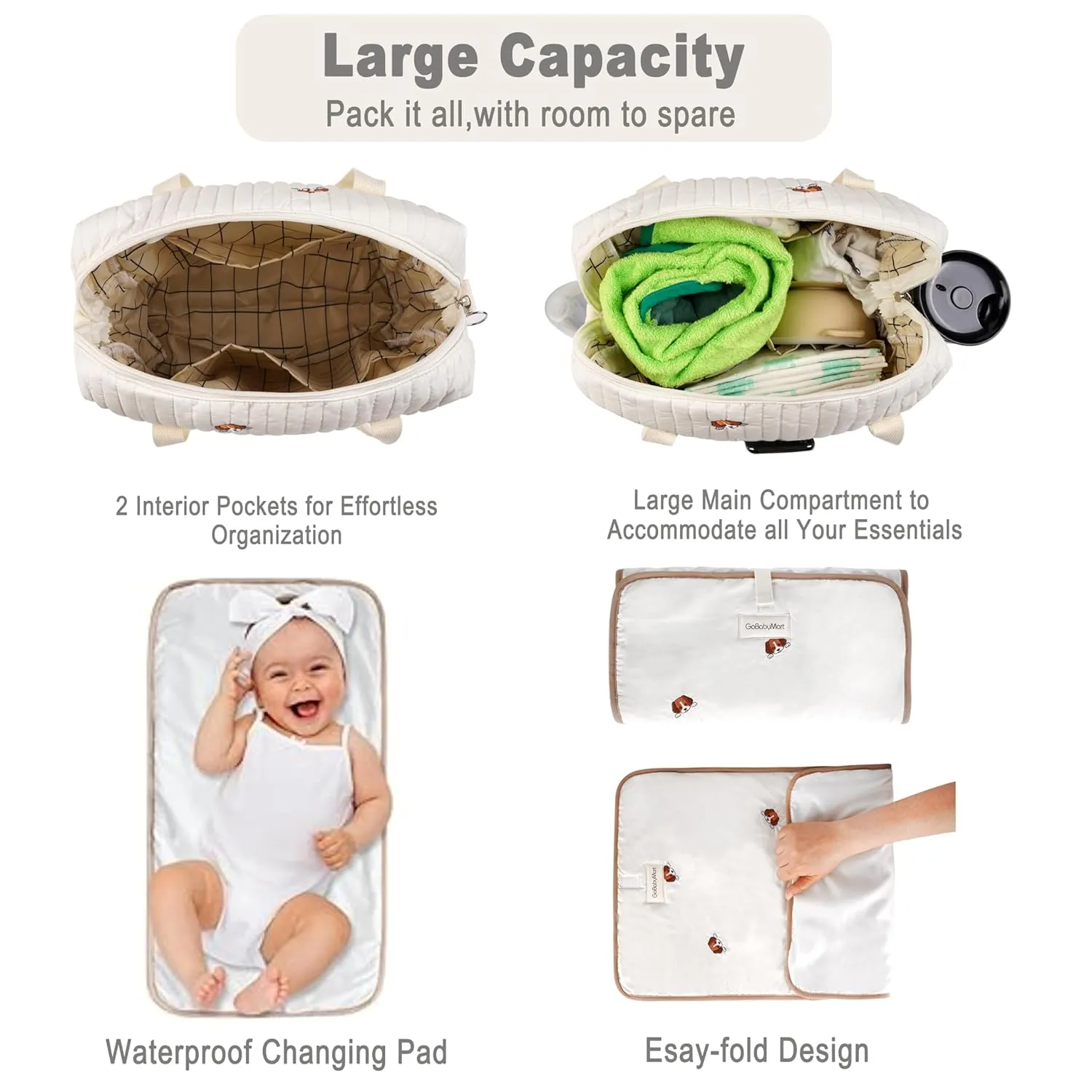 Large Diaper Bag Tote, Maternity Travel diaper tote, Multifunction baby bag, Baby Nappy Bags, Messenger bag (Medium - Puppies)