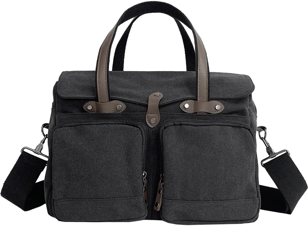Large Vintage Canvas Messenger Shoulder Bag Travel Crossbody Bag for Men Women Messenger bag Handbag with Multiple Pockets
