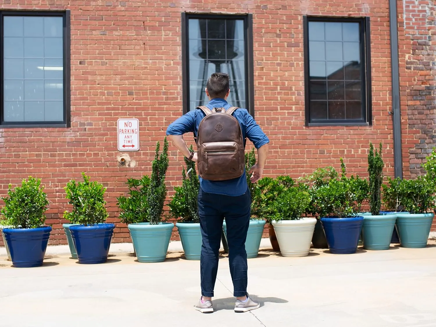 Leather Backpack Classic Laptop Vintage Daypack Weekend Travel Business Durable Carry On Rucksack Casual Bag