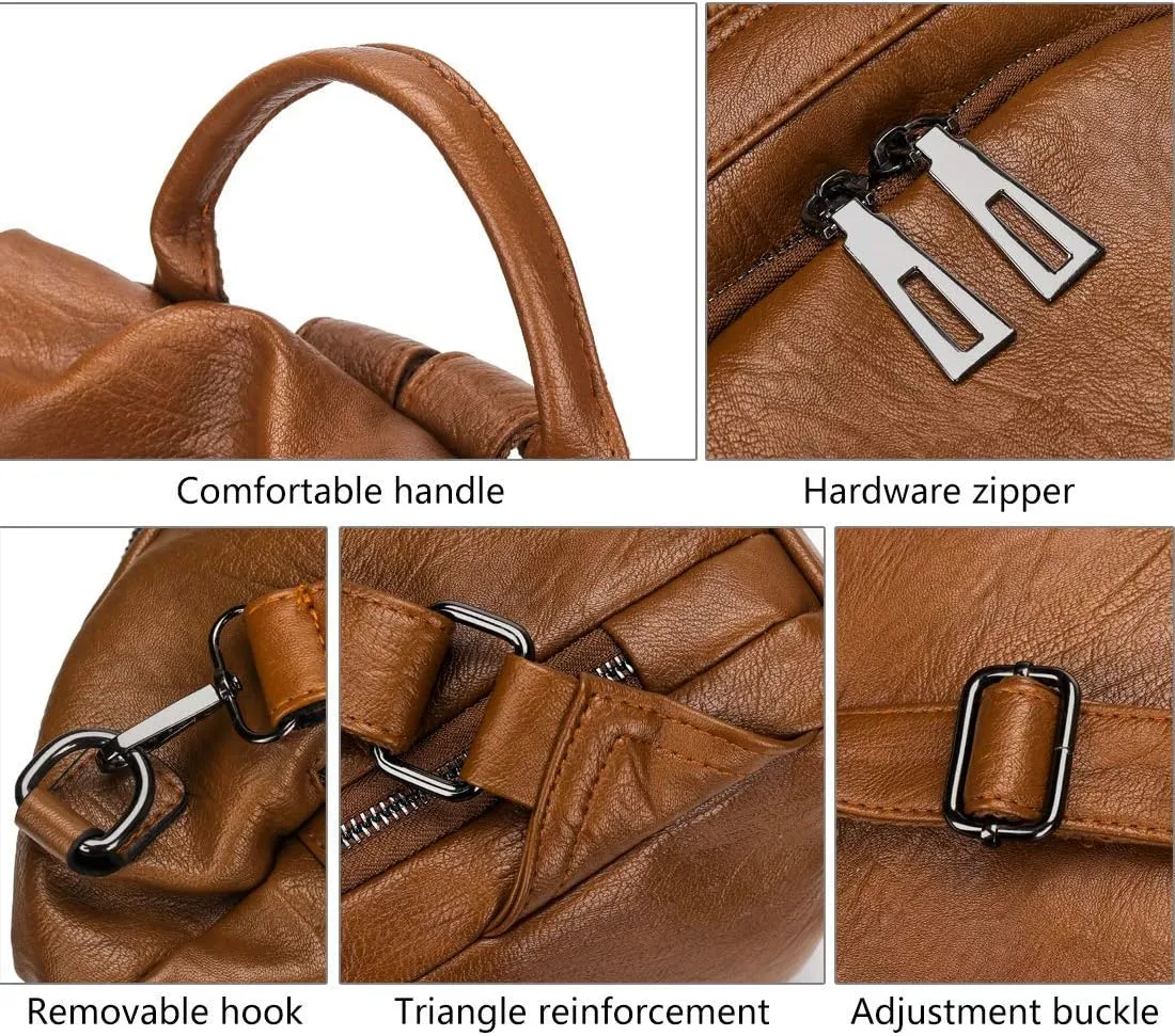 Leather Backpack Purse for Women Fashion PU Designer Large Shoulder Bag Designer Tassel Rucksack Ladies Tote Handbag