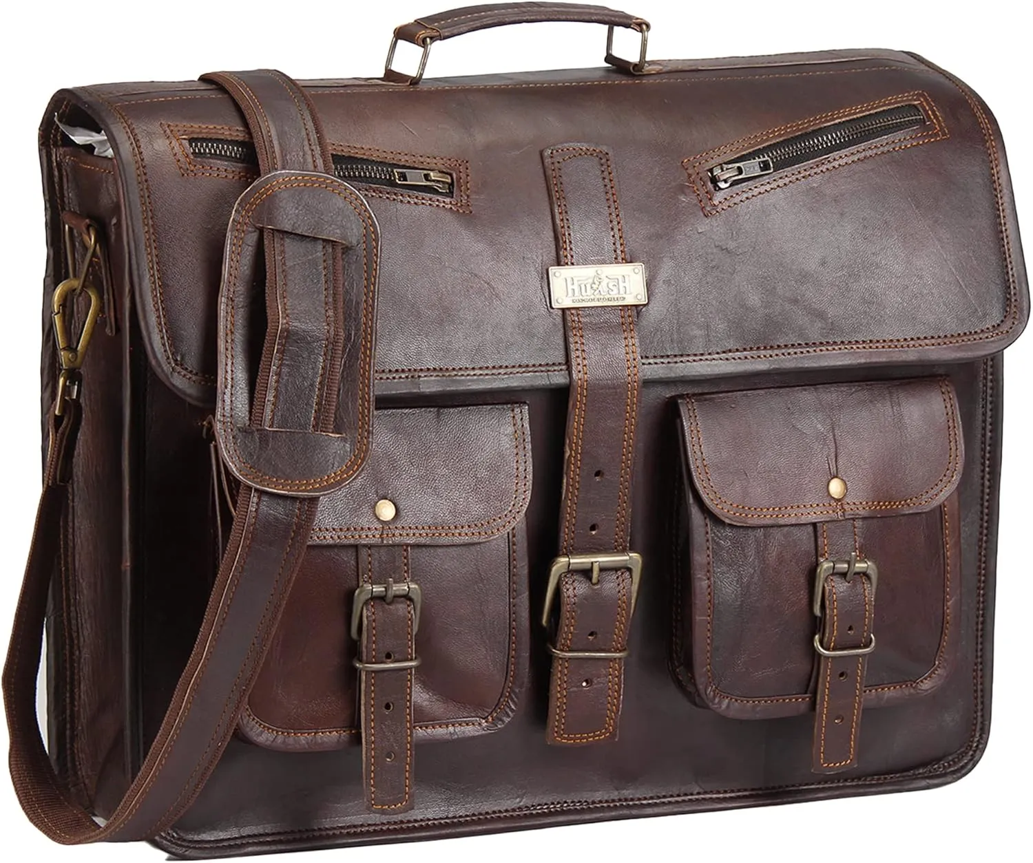 Leather Messenger Bag for Men and Women 18 Inch | Best Laptop Briefcase Satchel Computer Bag with Adjustable Strap