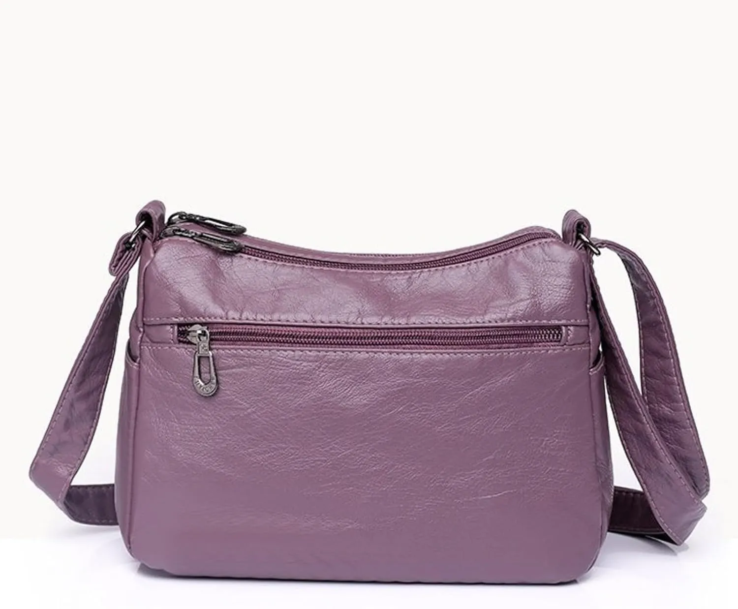 Lightweight 3 Compartment Faux Leather Medium Hobo Bag Hobo, Silver