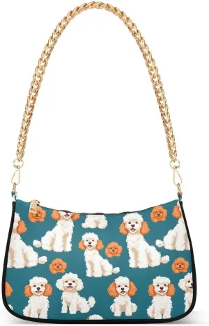 Lovely Dog Puppy Animal Tote Bag Shoulder Bag Hobo Handbag for Women Ladies Mini Clutch Purse with Zipper Closure