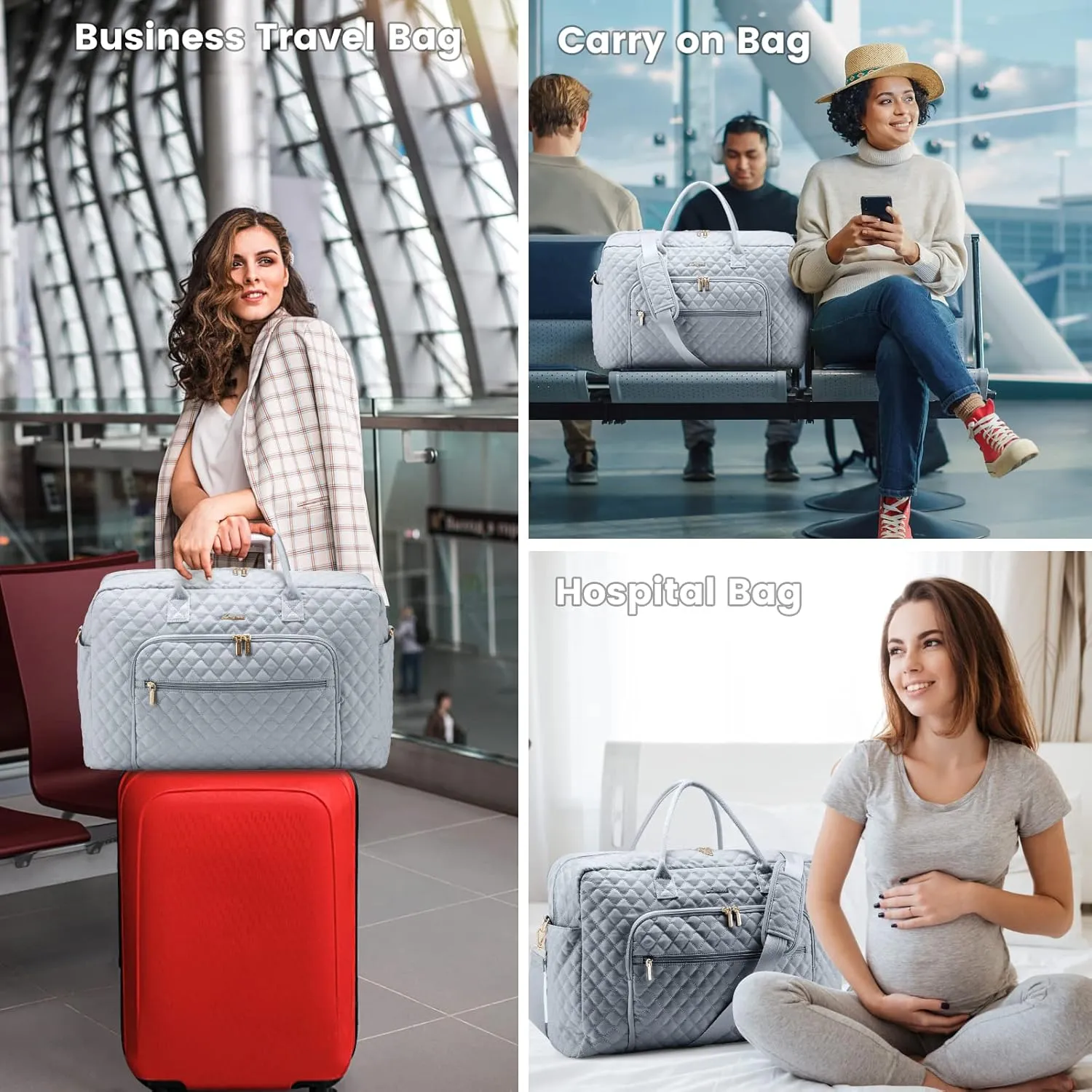 LOVEVOOK Travel Duffle Bag, Weekender Bag for Women with Toiletry Bag Carry on Overnight Bag with Laptop Compartment, Yoga Gym Bag with Wet Pocket Shoe Bag, Hospital Bag for Labor and Delivery