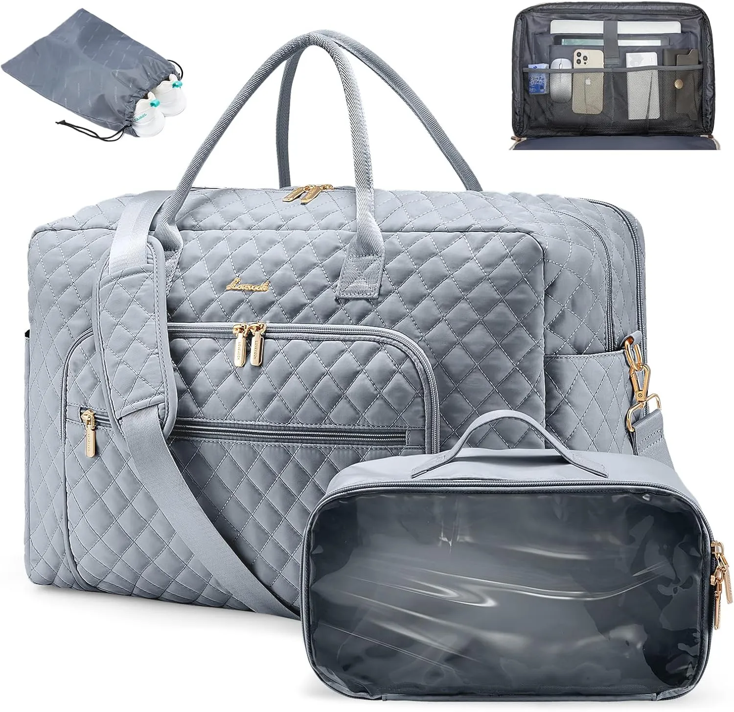 LOVEVOOK Travel Duffle Bag, Weekender Bag for Women with Toiletry Bag Carry on Overnight Bag with Laptop Compartment, Yoga Gym Bag with Wet Pocket Shoe Bag, Hospital Bag for Labor and Delivery
