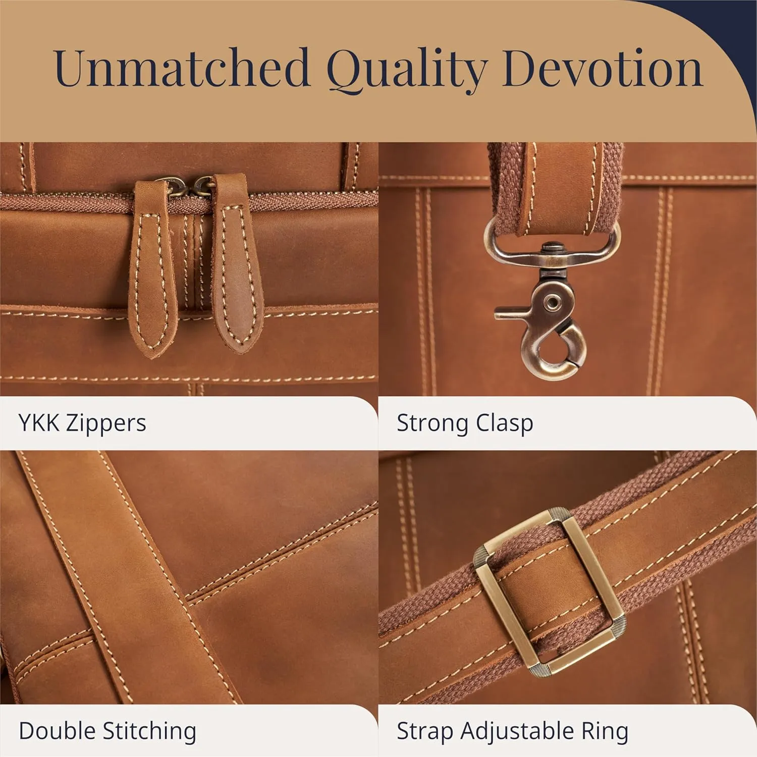 Luxorro Full-Grain Leather Briefcase for Men - Laptop Bag with Leather Computer Compartment