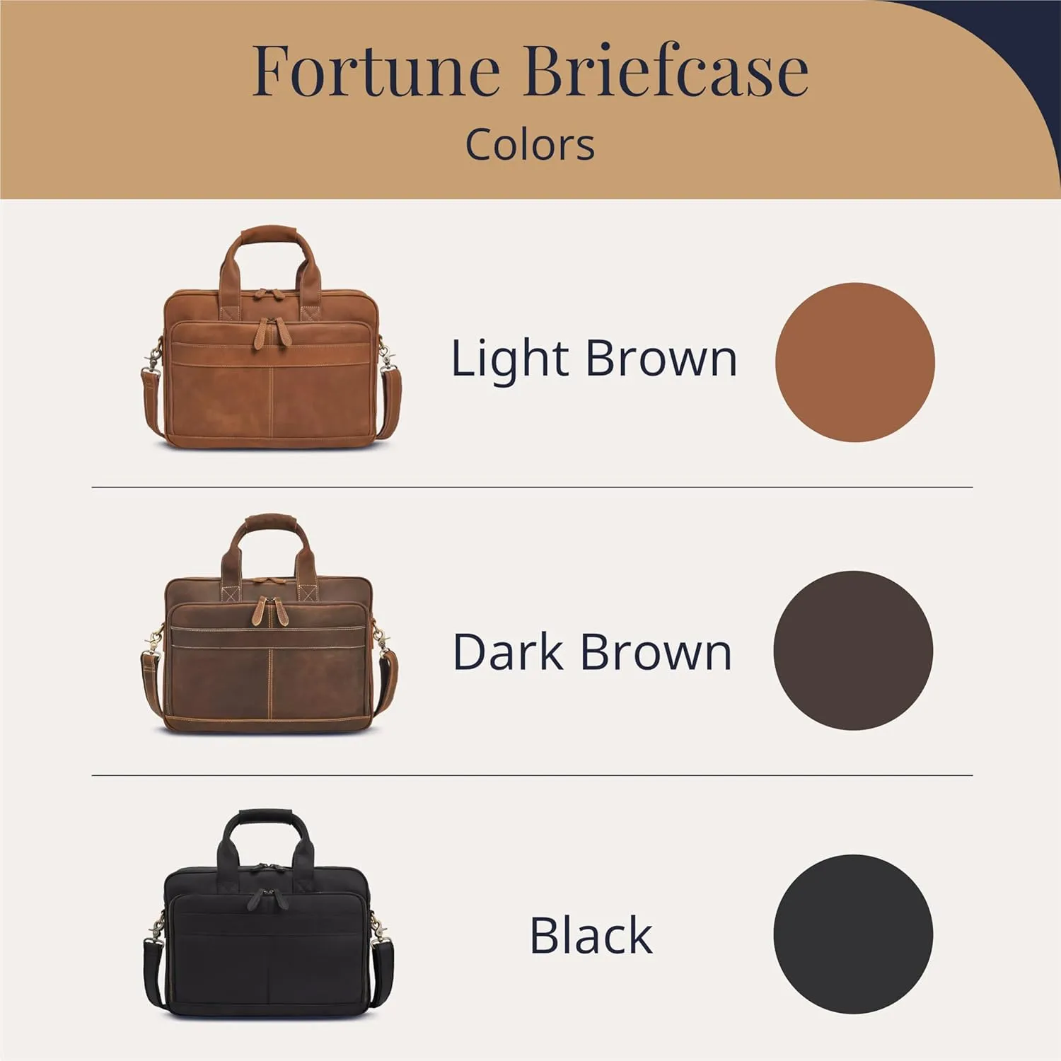 Luxorro Full-Grain Leather Briefcase for Men - Laptop Bag with Leather Computer Compartment