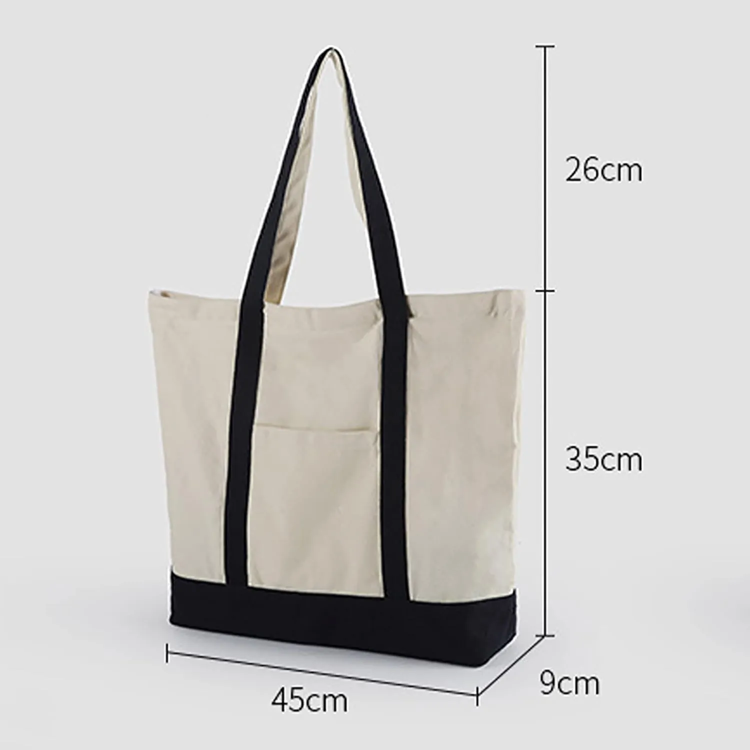 Medium Supermarket Bag Large Capacity Zipper Portable Canvas Bag Shoulder Bags Men Women (Red, One Size)