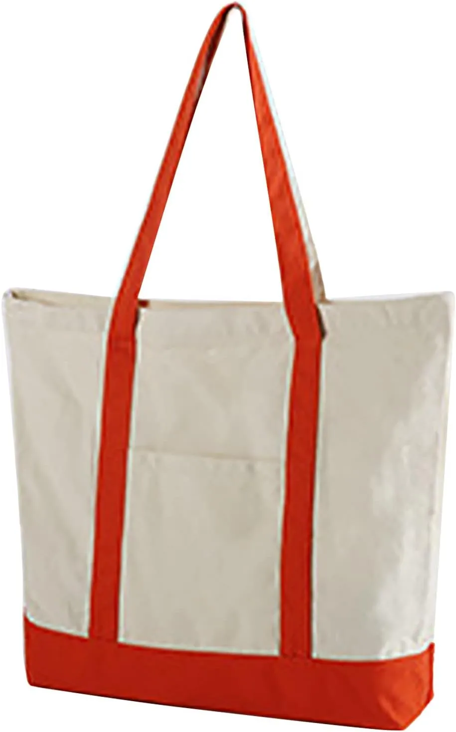 Medium Supermarket Bag Large Capacity Zipper Portable Canvas Bag Shoulder Bags Men Women (Red, One Size)