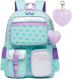 Meetbelify Aesthetic Backpack for Elementary to Teen Girls, Cute Bookbag for Kids 8-10