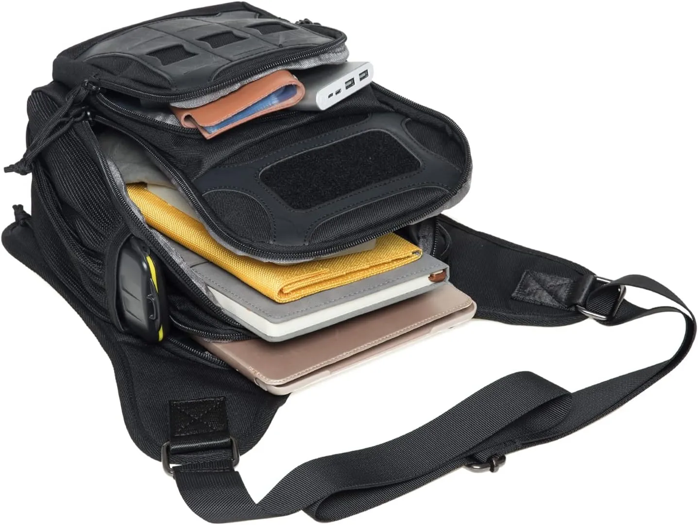 Mens Vintage Canvas Shoulder Messenger Bag Chest Leather Patchwork Messenger Bag
