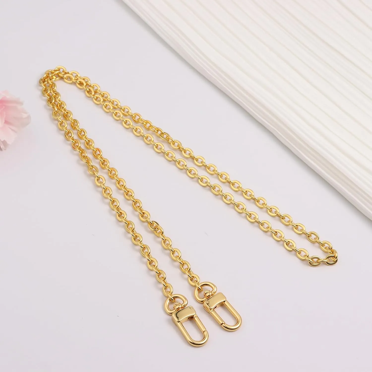 Mini Copper Purse Chain Strap bag chain Strap Purse Straps Shoulder Cross Body Replacement Straps with Metal Buckles