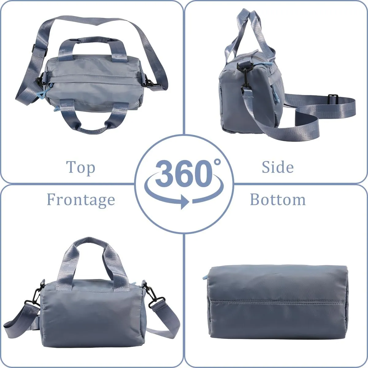 Mini Gym Bag Waterproof Nylon Tote Bag Multipurpose Fitness Shoulder Bag Stylish Travel Bag with Adjustable Strap (Blue)