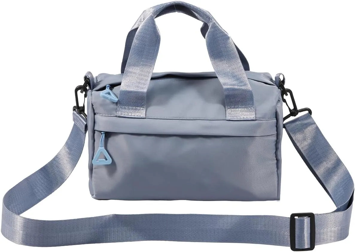 Mini Gym Bag Waterproof Nylon Tote Bag Multipurpose Fitness Shoulder Bag Stylish Travel Bag with Adjustable Strap (Blue)