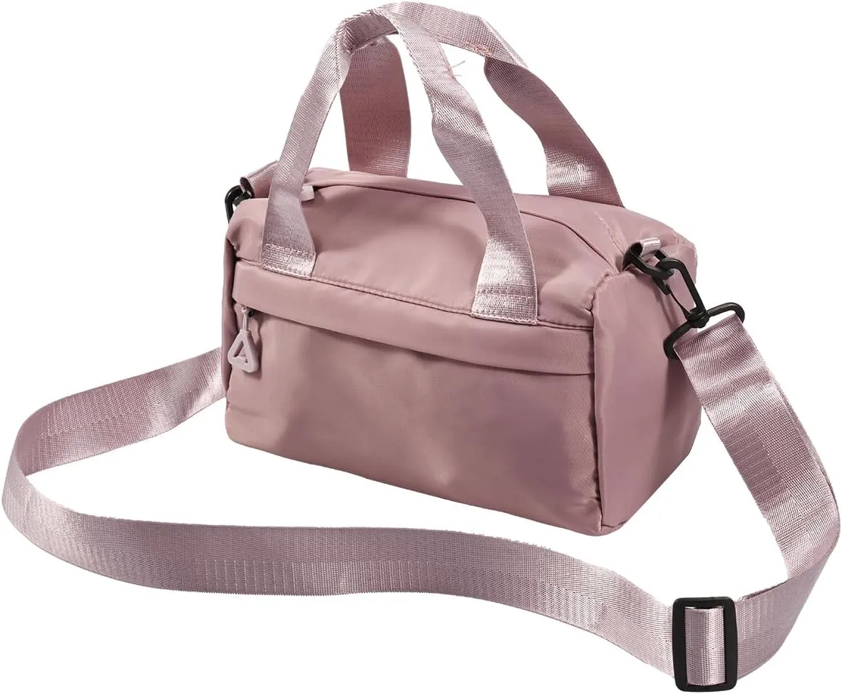 Mini Gym Bag Waterproof Nylon Tote Bag Multipurpose Fitness Shoulder Bag Stylish Travel Bag with Adjustable Strap (Pink)