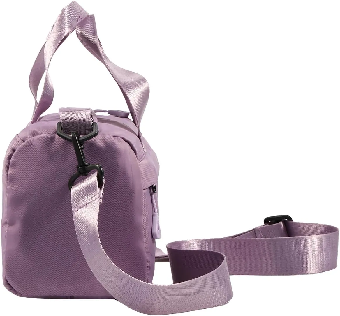 Mini Gym Bag Waterproof Nylon Tote Bag Multipurpose Fitness Shoulder Bag Stylish Travel Bag with Adjustable Strap (Purple)