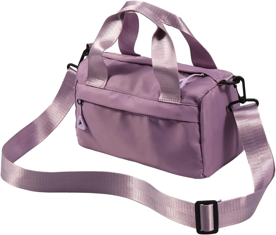 Mini Gym Bag Waterproof Nylon Tote Bag Multipurpose Fitness Shoulder Bag Stylish Travel Bag with Adjustable Strap (Purple)