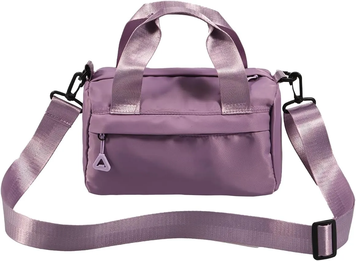 Mini Gym Bag Waterproof Nylon Tote Bag Multipurpose Fitness Shoulder Bag Stylish Travel Bag with Adjustable Strap (Purple)