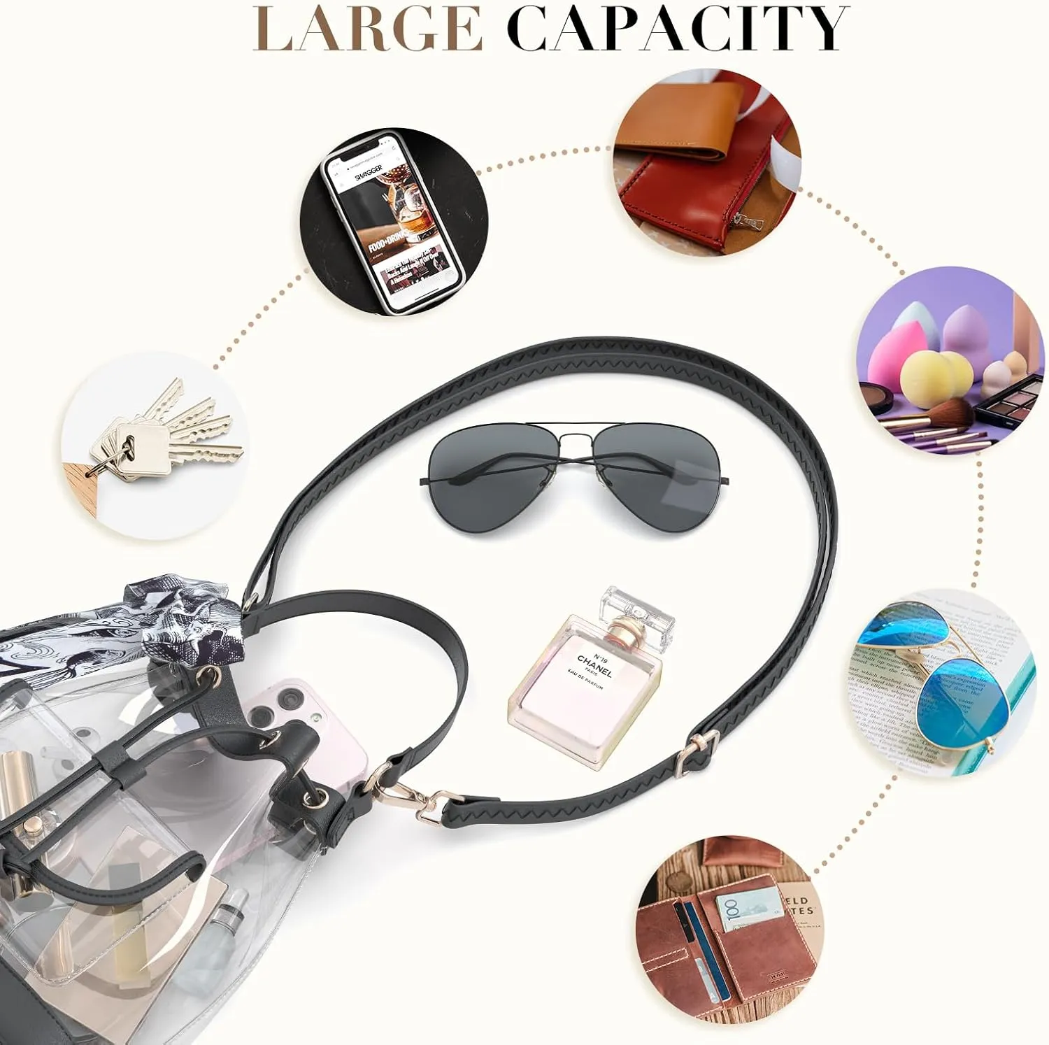 Missnine Clear Bag for Stadium Approved, Clear Crossbody Bucket Bag Transparent PVC Purse for Women, Concert Stadium Events