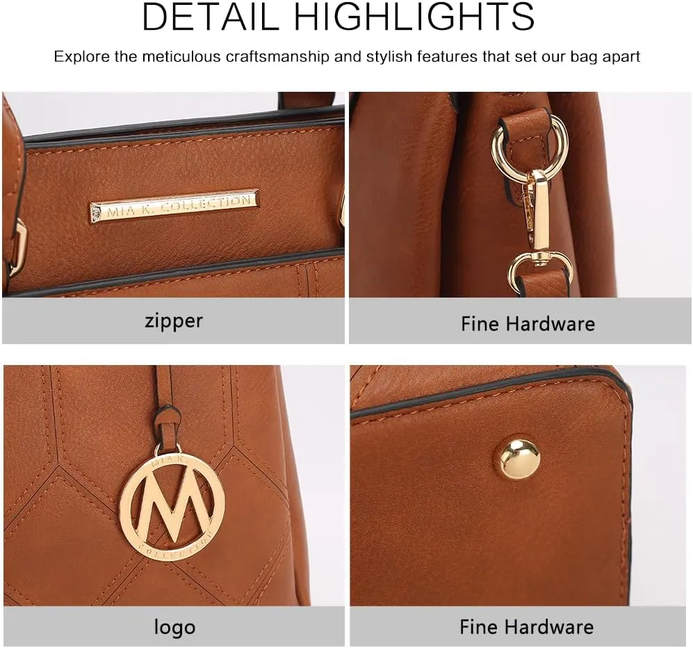 MKF Collection Tote Bag for Women, Vegan Leather Top-Handle Satchel Handbag Crossbody Purse