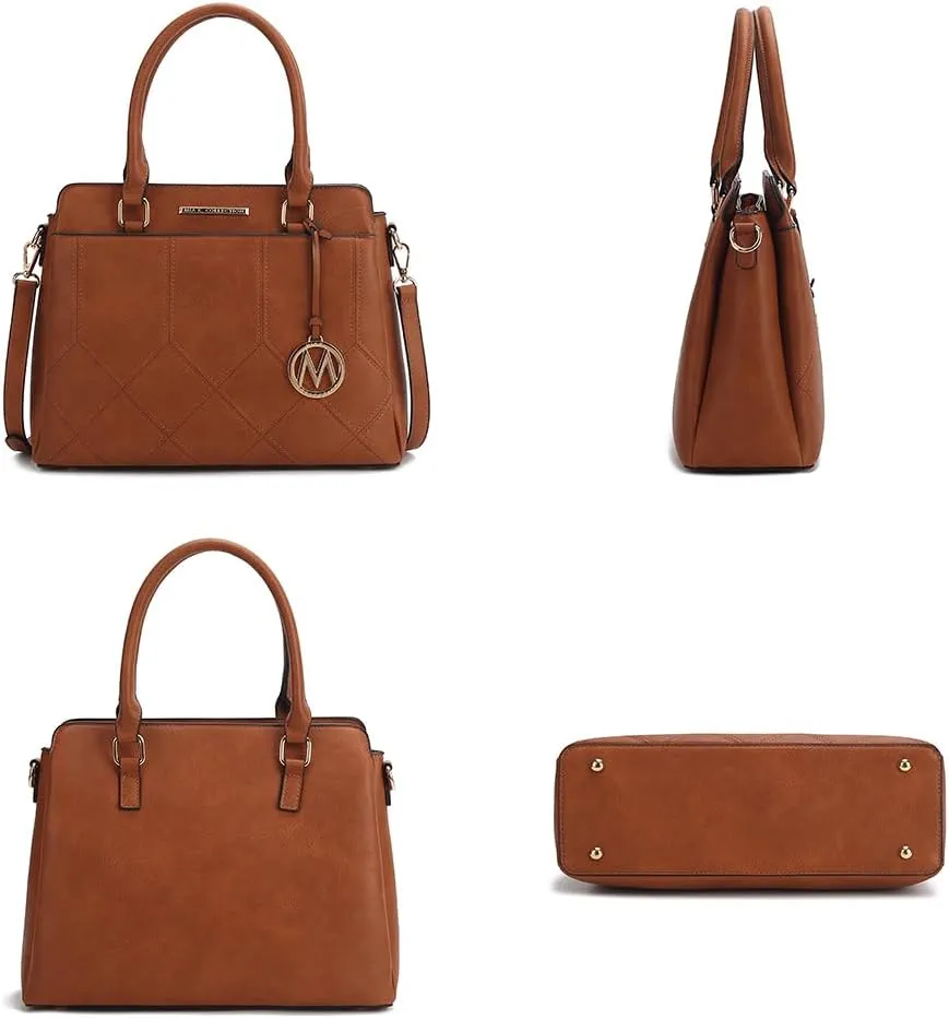 MKF Collection Tote Bag for Women, Vegan Leather Top-Handle Satchel Handbag Crossbody Purse