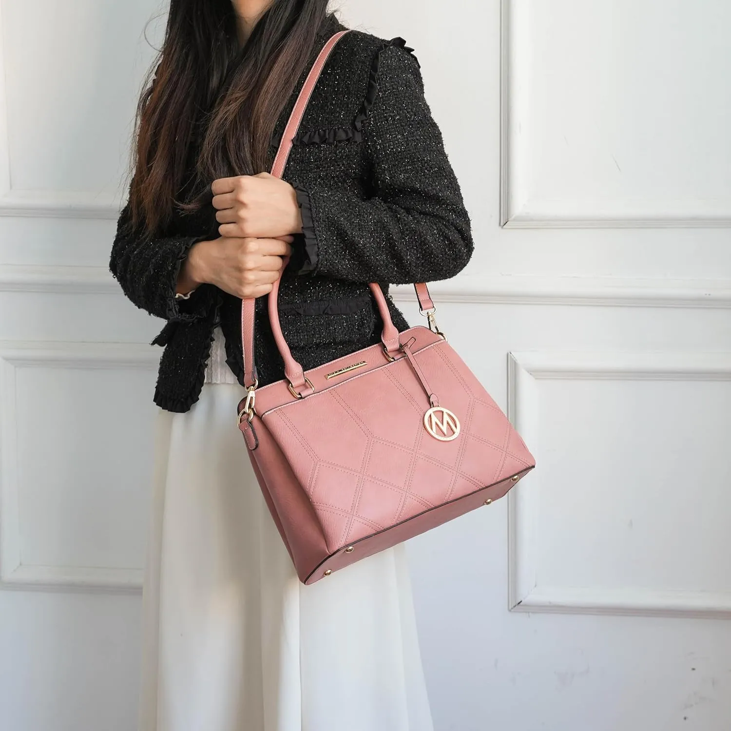 MKF Collection Tote Bag for Women, Vegan Leather Top-Handle Satchel Handbag Crossbody Purse