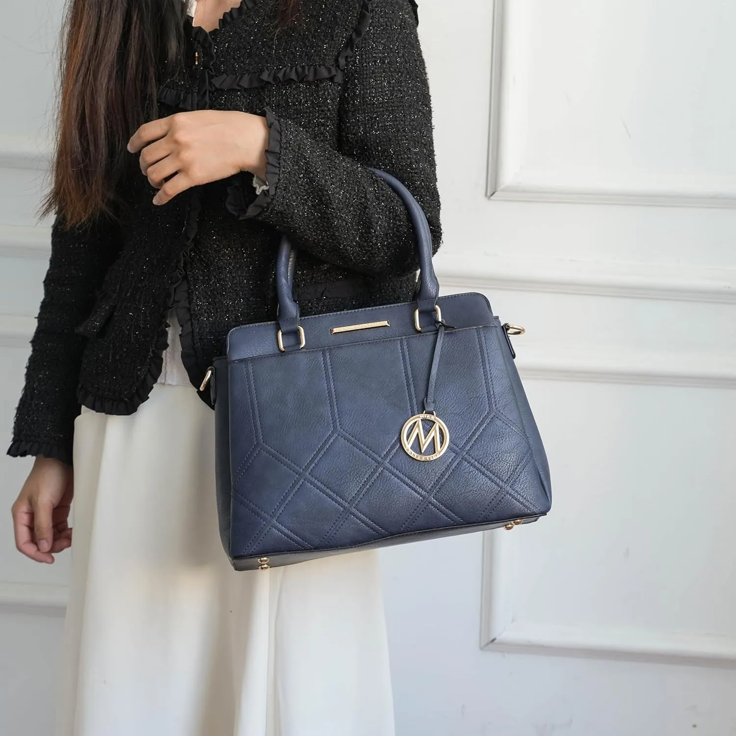 MKF Collection Tote Bag for Women, Vegan Leather Top-Handle Satchel Handbag Crossbody Purse