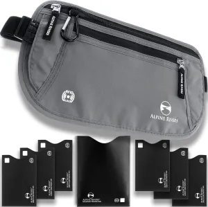 Money Belt - RFID Blocking Hidden Travel Wallet with 7 Bonus Sleeves