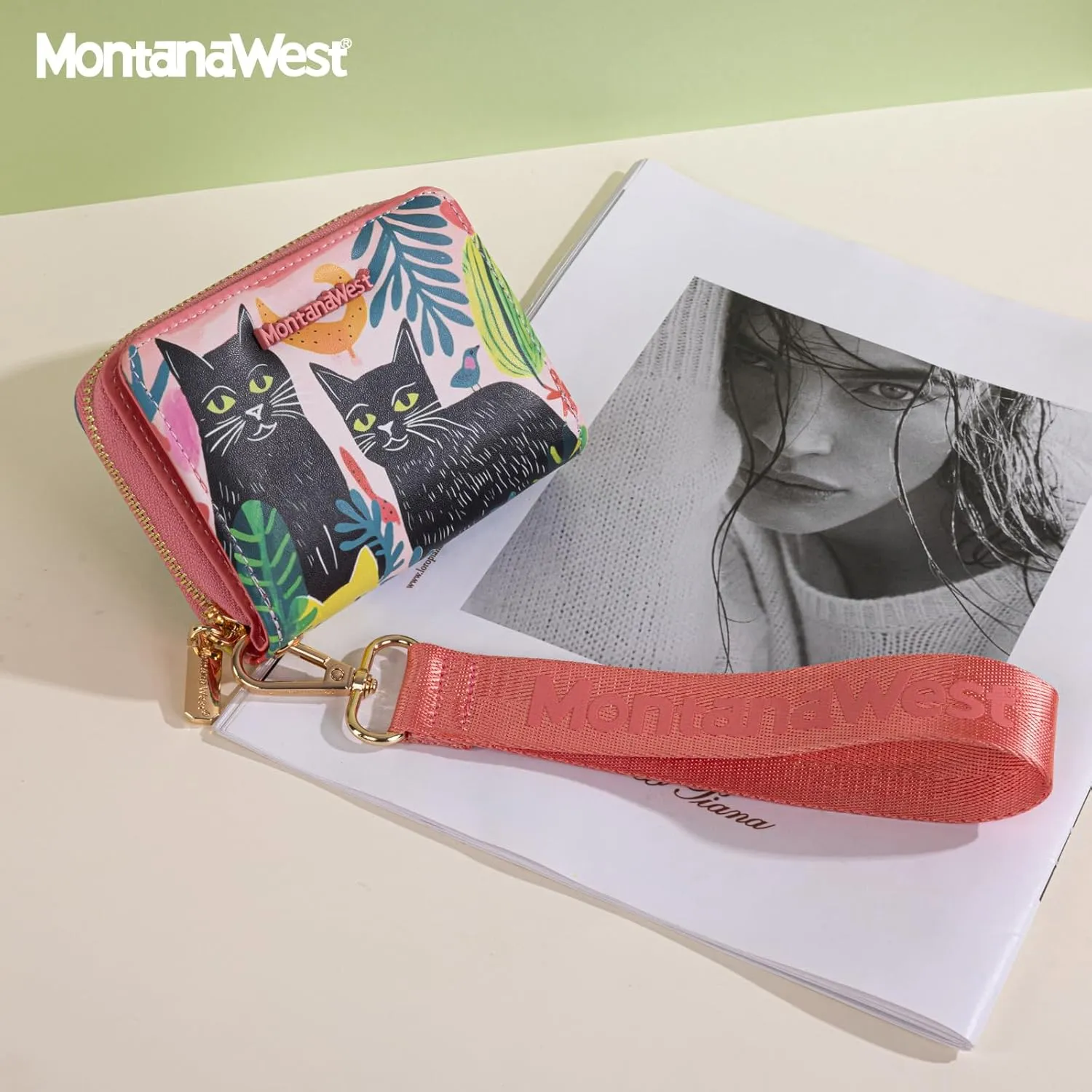 Montana West Small Cat Wallet for Women Female Ladies with a Detachable Wristlet Women's Wallet with Rfid Blocking Lining Minimalist Lightweight & Easy to Carry