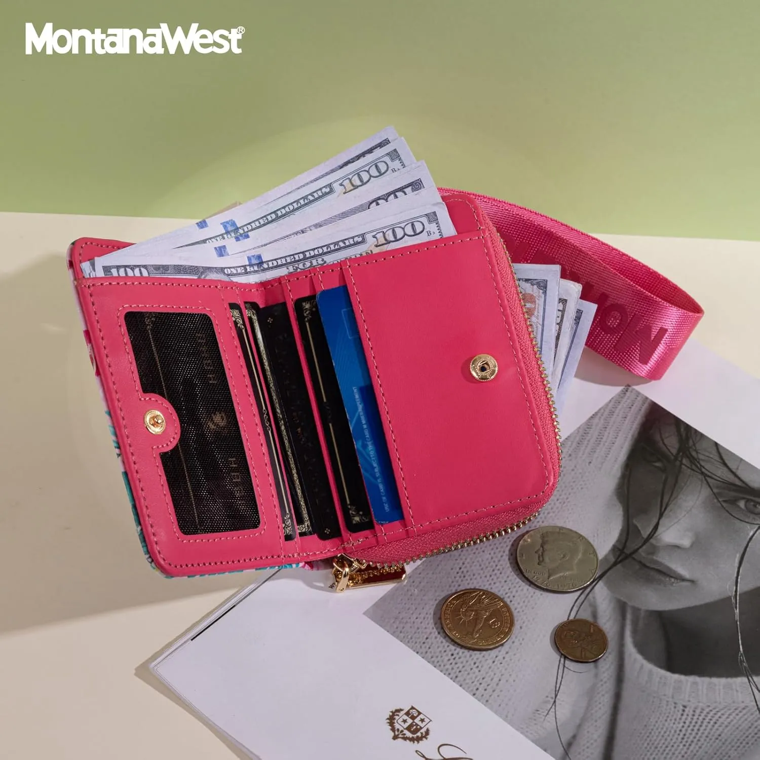 Montana West Small Cat Wallet for Women Female Ladies with a Detachable Wristlet Women's Wallet with Rfid Blocking Lining Minimalist Lightweight & Easy to Carry