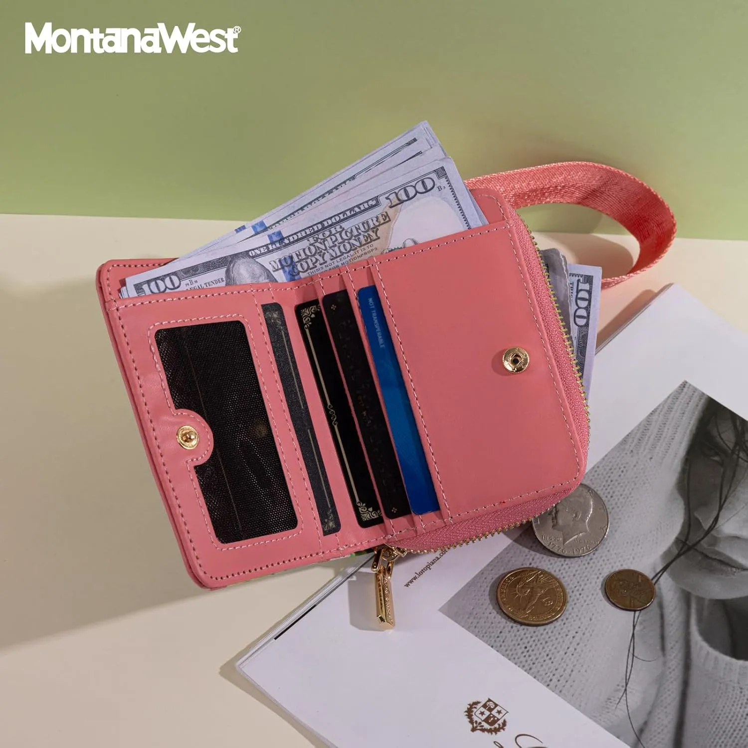 Montana West Small Floral Wallet for Women Female Ladies with a Detachable Wristlet Women's Wallet with Rfid Blocking Lining Minimalist Lightweight & Easy to Carry