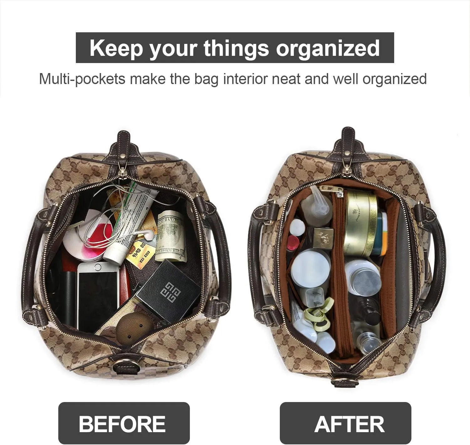 OMYSTYLE Purse Organizer Insert, Felt Tote Bag Organizer Insert with 5 Sizes, Handbag Dividers for Inside Purse, Compatible with Longchamp, Neverful, Speedy and More