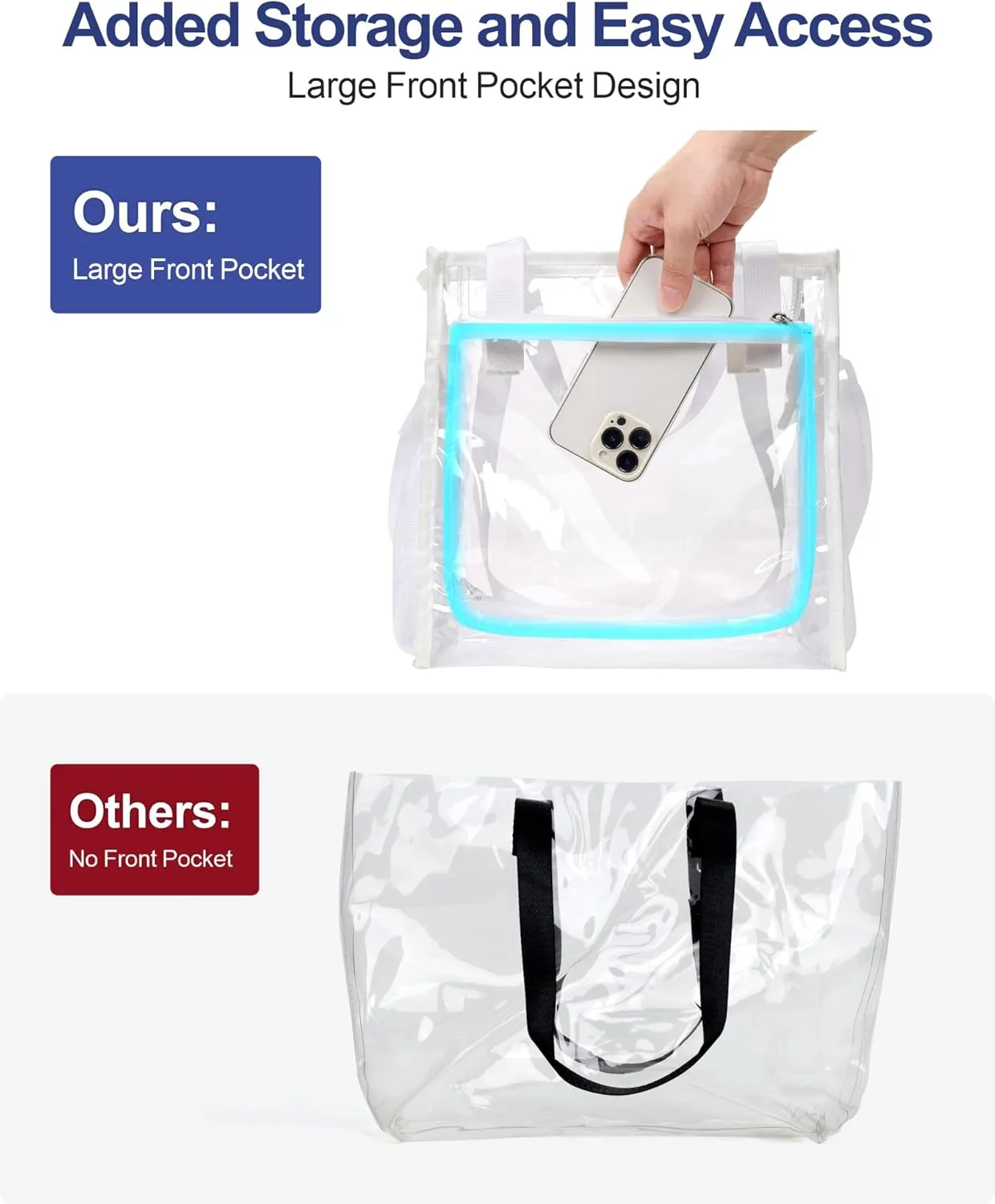 PACKISM Clear Bag 12x6x12 Stadium Approved - Clear Tote Bag for Sport Events Game Day Concert and Work
