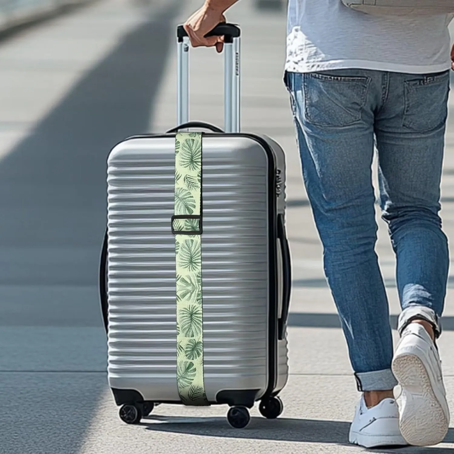 Palm Leaves Luggage Straps for Suitcase Buckle Straps for Baggage Luggage Belt Suitcase Connectors for Travel Adjustable Length Luggage Suitcase Security Band