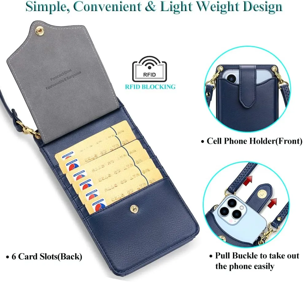 Peacocktion Small Crossbody Cell Phone Purse for Women, Lightweight Mini Small Crossbody Bags for Women with Card Slots