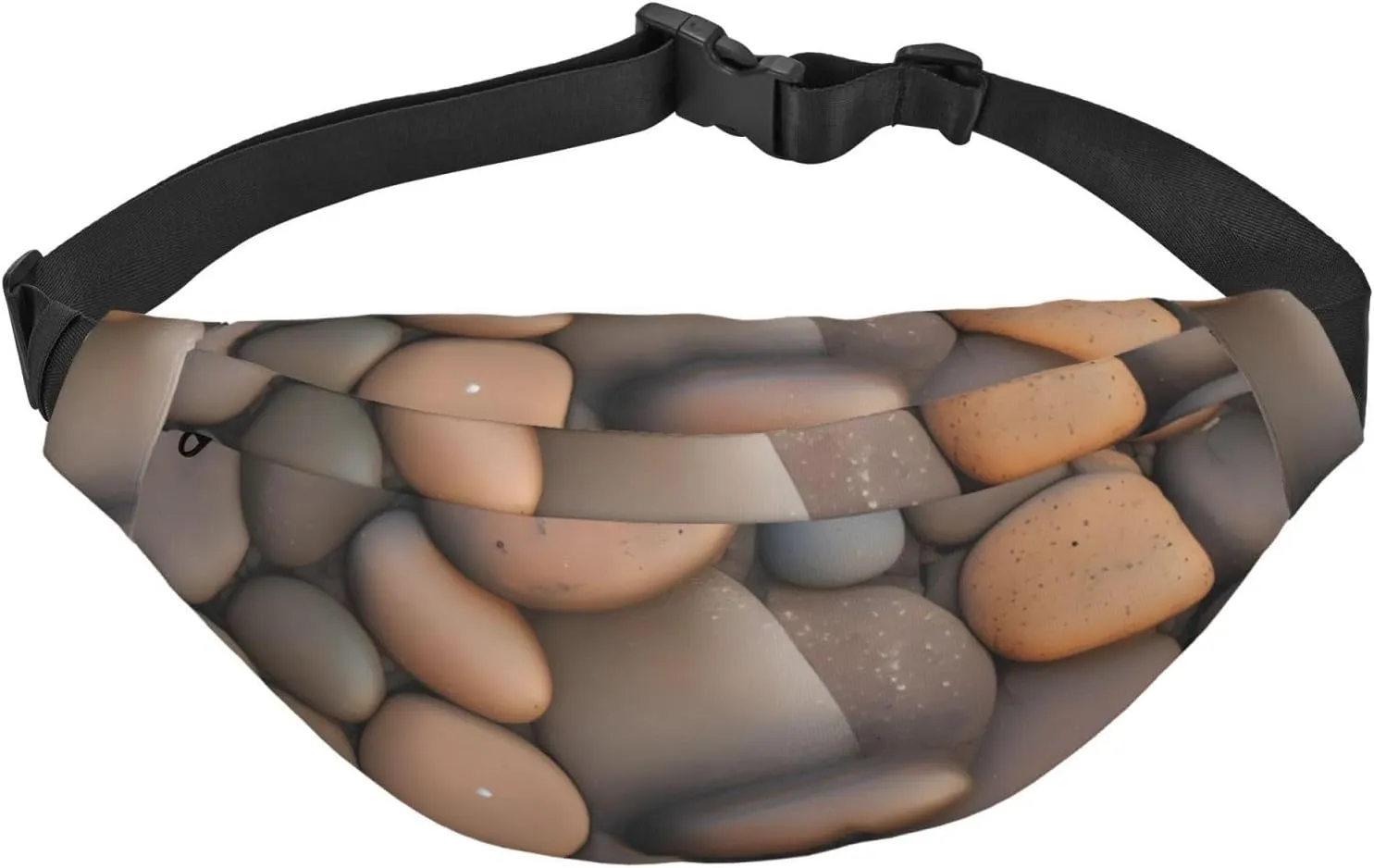 Pebbles In The Beach Waist Bag,# Large Size With 3 Zipper Pockets. You Can Carry All Size Mobile Phones For Outdoor Exercise.
