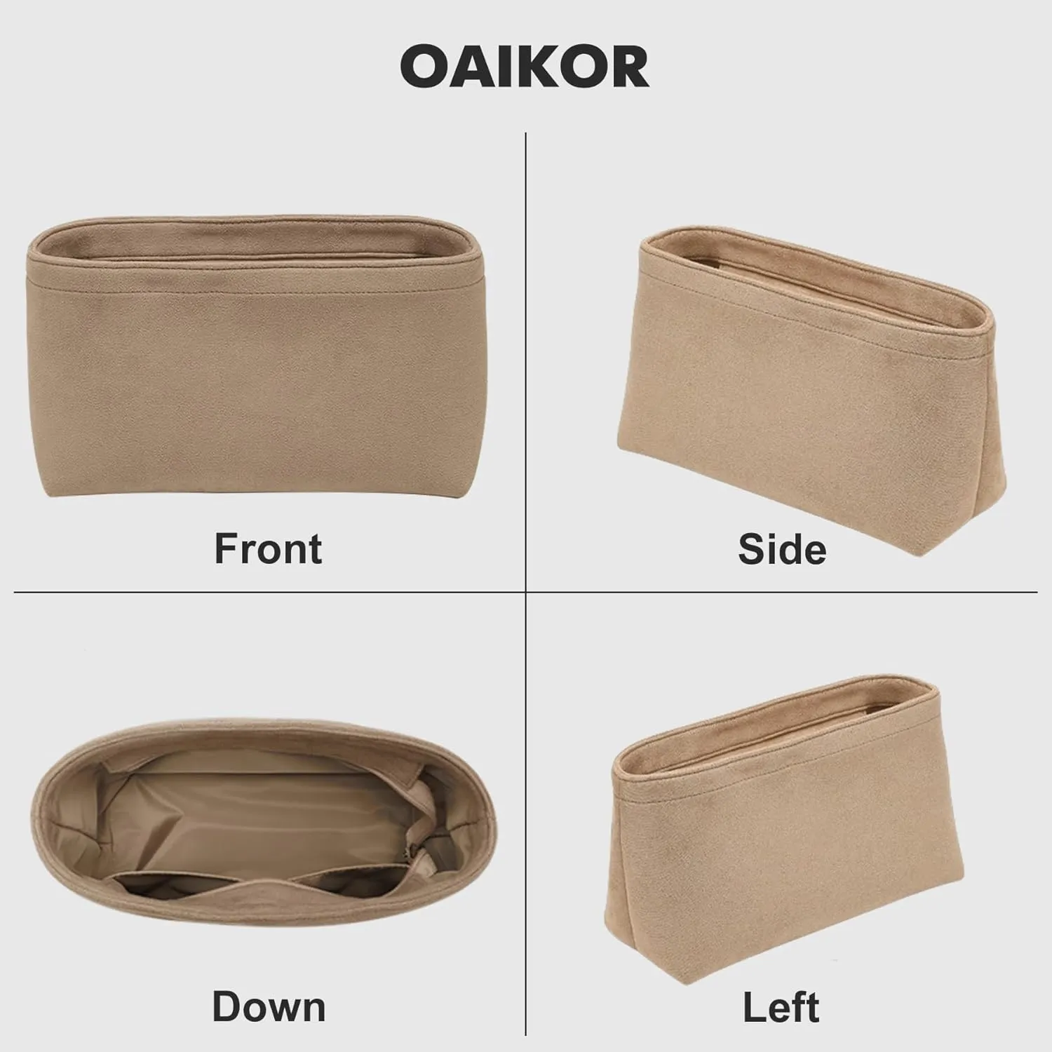 Purse Organizer Insert Compatible with LV Carryall PM and More, Velvet Bag Organizer for Tote Handbag, Bag Insert for Women (PM-Beige-Velvet)