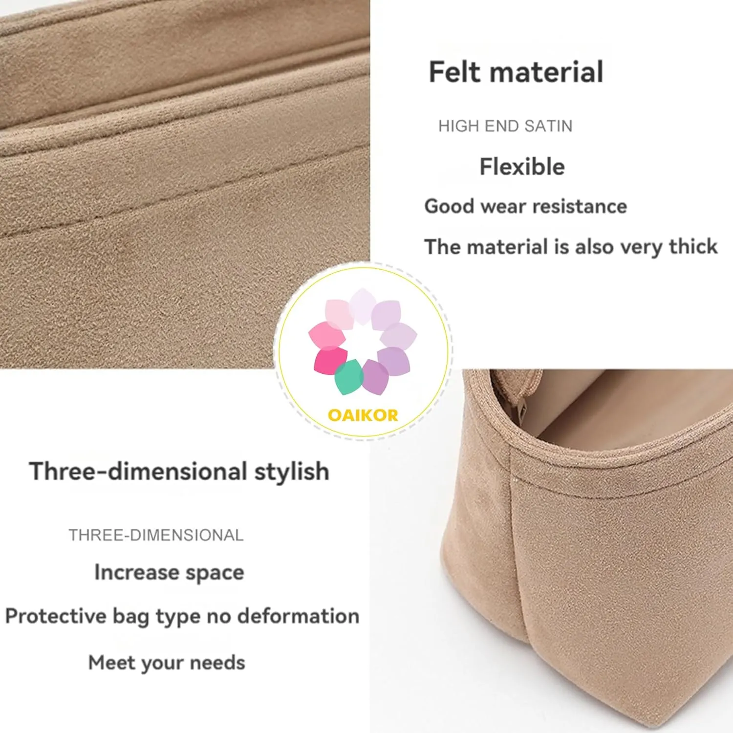 Purse Organizer Insert Compatible with LV Carryall PM and More, Velvet Bag Organizer for Tote Handbag, Bag Insert for Women (PM-Beige-Velvet)