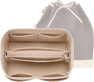 Purse Organizer Insert for LV Noe Bucket Bags,Tote Bag Organizer with zipper insert (Large, Beige)