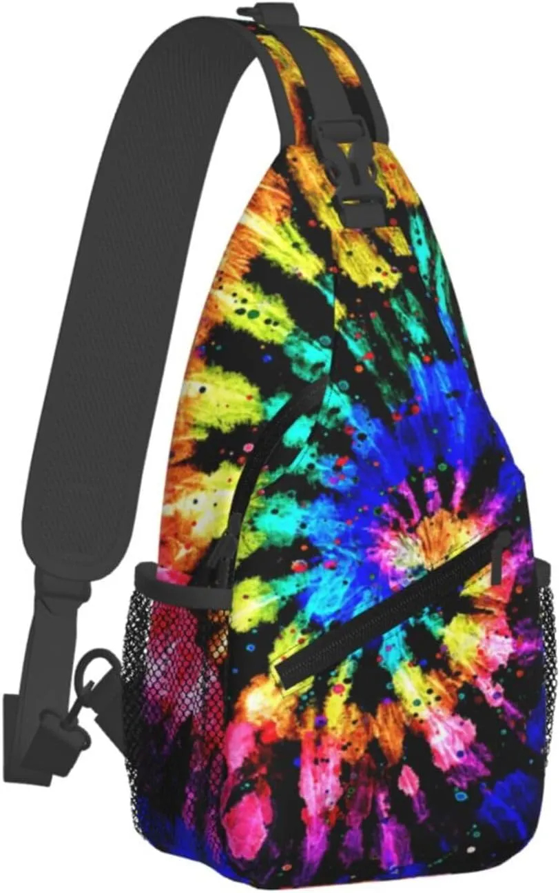 Rainbow Tie Dye Sling Backpack Chest Bag Crossbody Shoulder Bag Gym Cycling Travel Hiking Daypack For Men Women