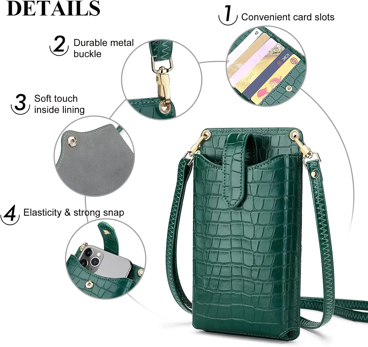 RONSIN Small Crossbody Phone Bag for Women Cell Phone Purse Wallet Mini Shoulder Bag with RFID Card Slots