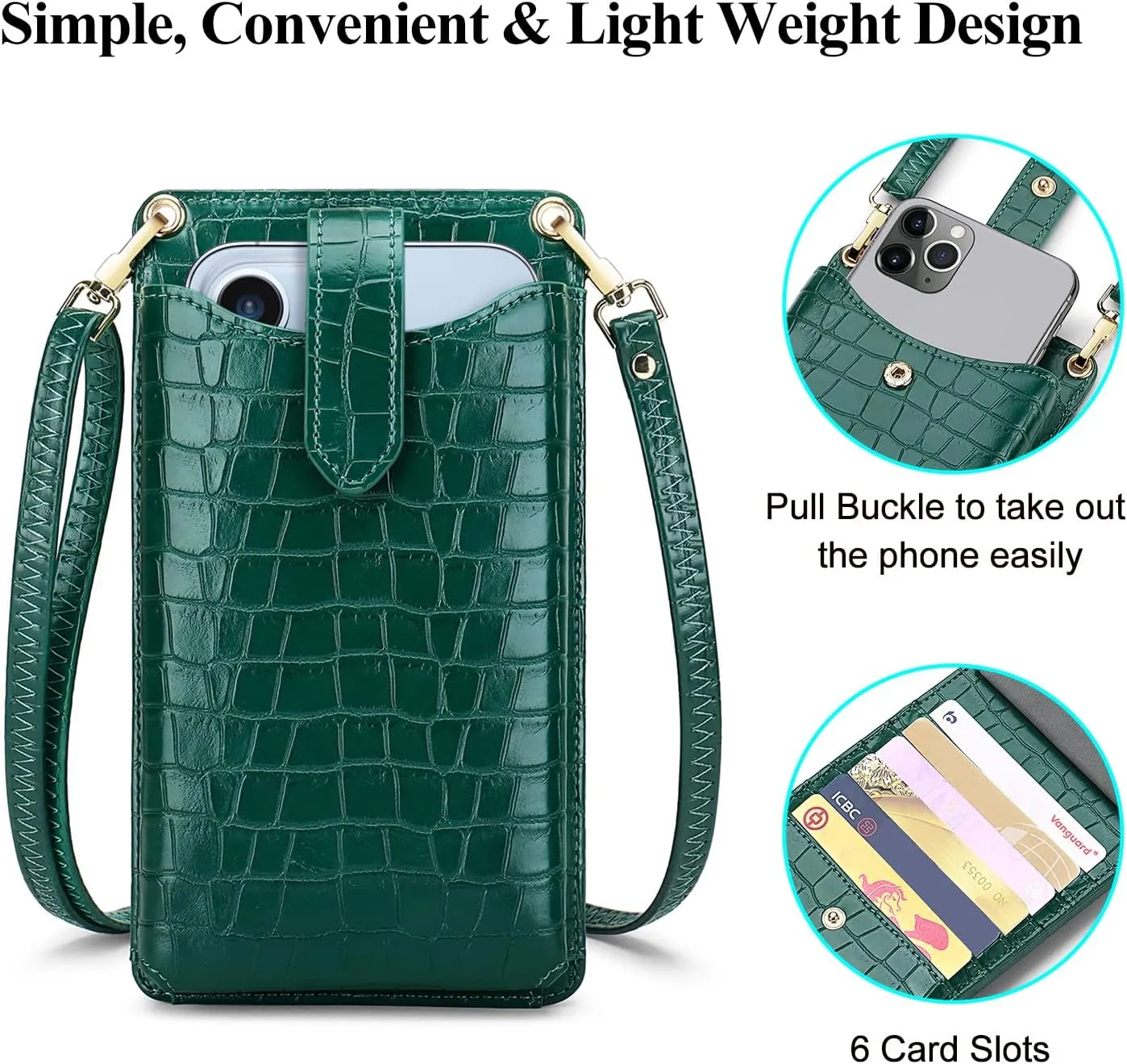 RONSIN Small Crossbody Phone Bag for Women Cell Phone Purse Wallet Mini Shoulder Bag with RFID Card Slots