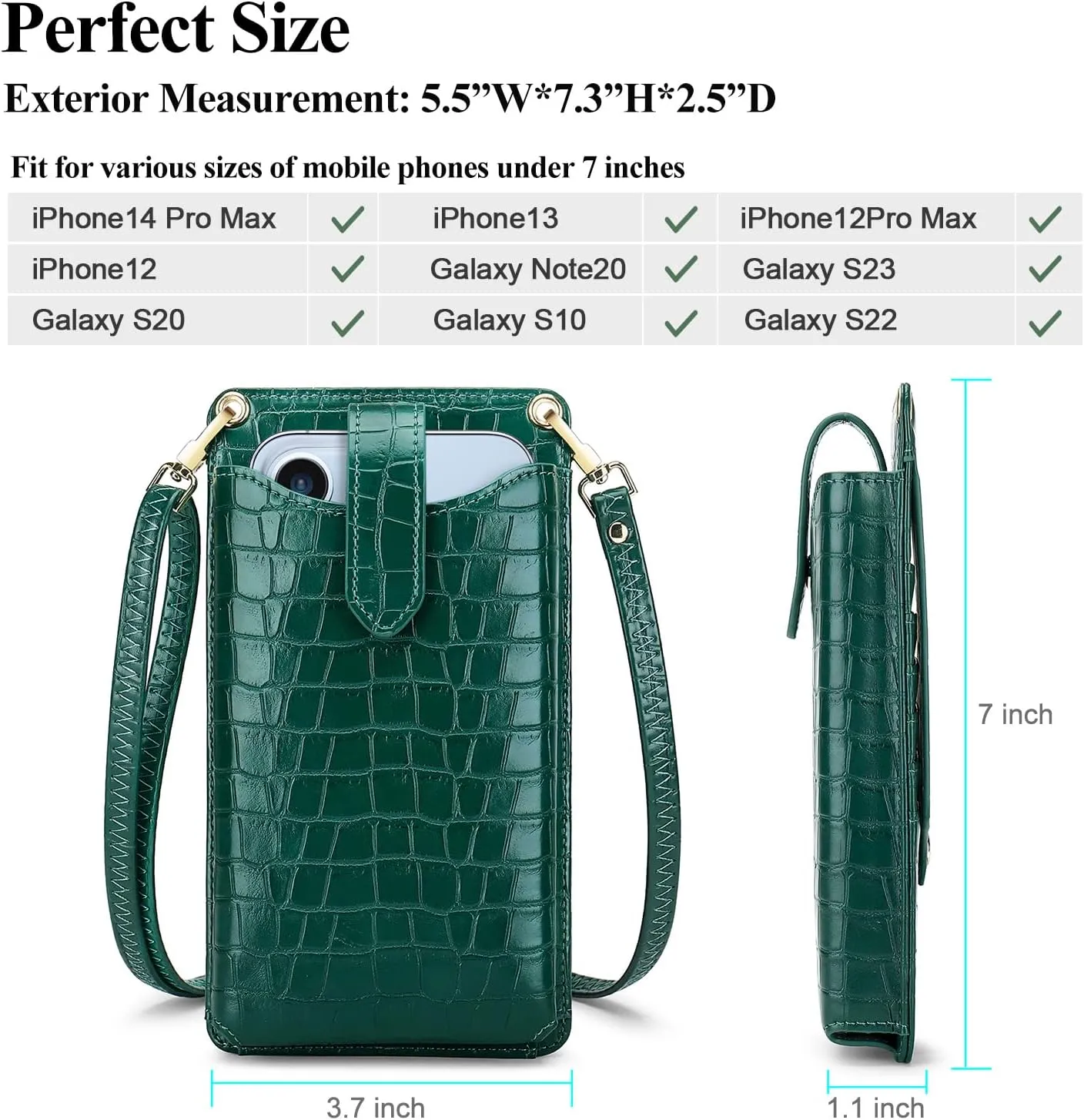 RONSIN Small Crossbody Phone Bag for Women Cell Phone Purse Wallet Mini Shoulder Bag with RFID Card Slots