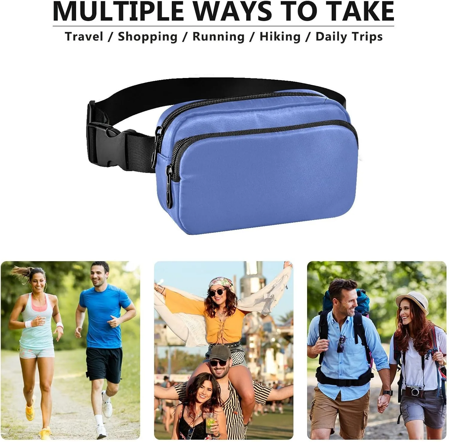 Royal Fanny Packs for Women Belt Bag Cross Body Waterproof Fanny Pack Fashion Waist Packs with Adjustable Strap Crossbody Bag for Running Hiking Men Sports Traveling