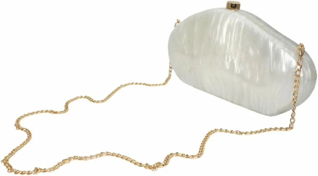 Shell Shape Acrylic Clutch Trendy Metallic Acrylic Evening Bag Shiny Egg Purses and Handbags for Women Wedding Party