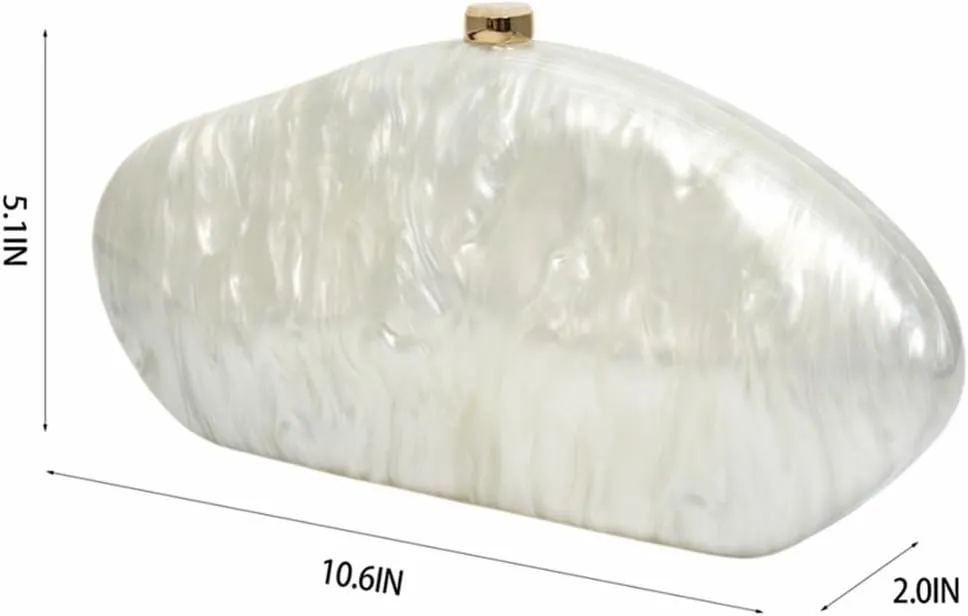Shell Shape Acrylic Clutch Trendy Metallic Acrylic Evening Bag Shiny Egg Purses and Handbags for Women Wedding Party