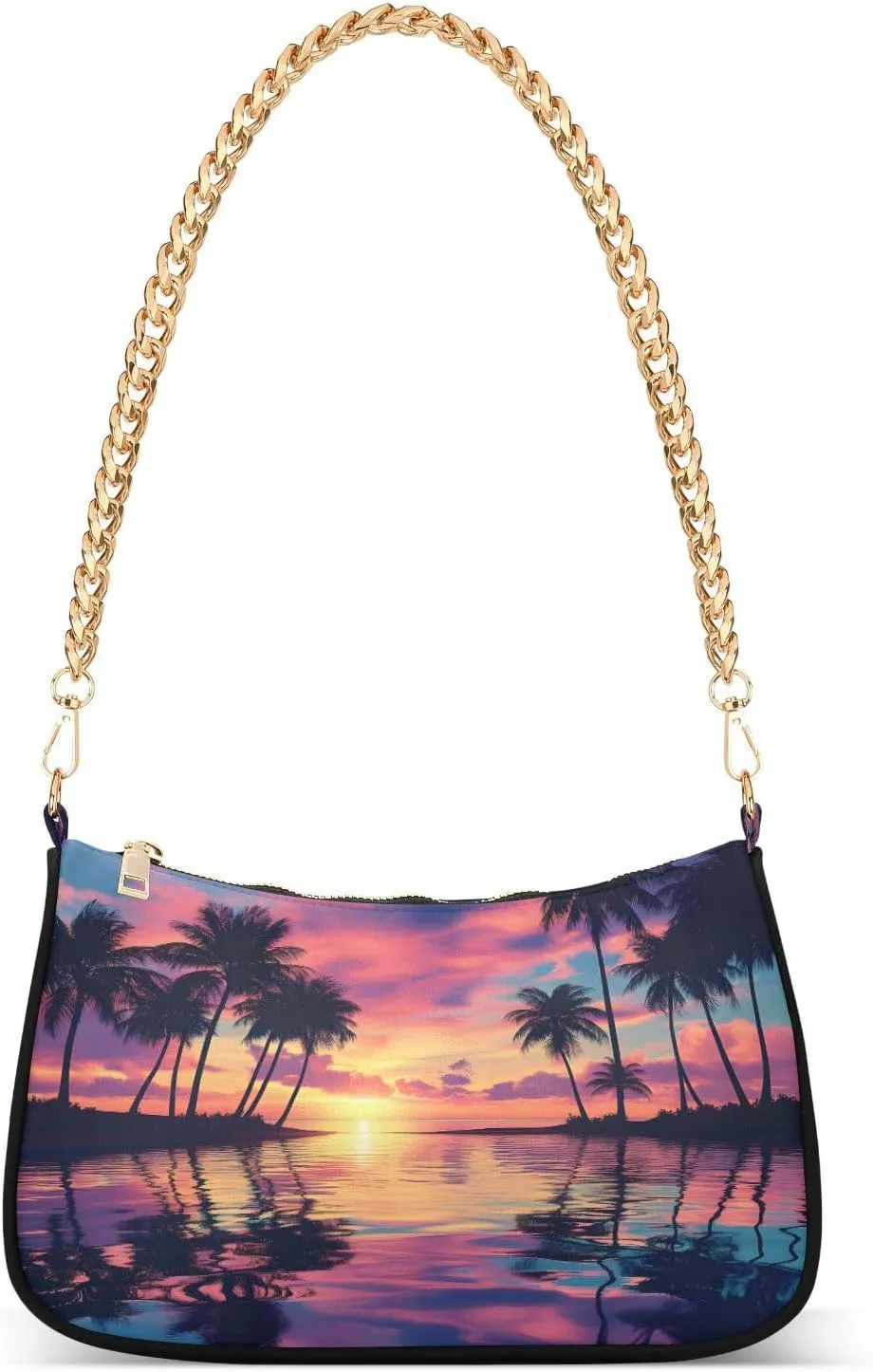 Shoulder Bags for Women Sunset Landscape Hobo Tote Handbag Small Clutch Purse with Zipper Closure