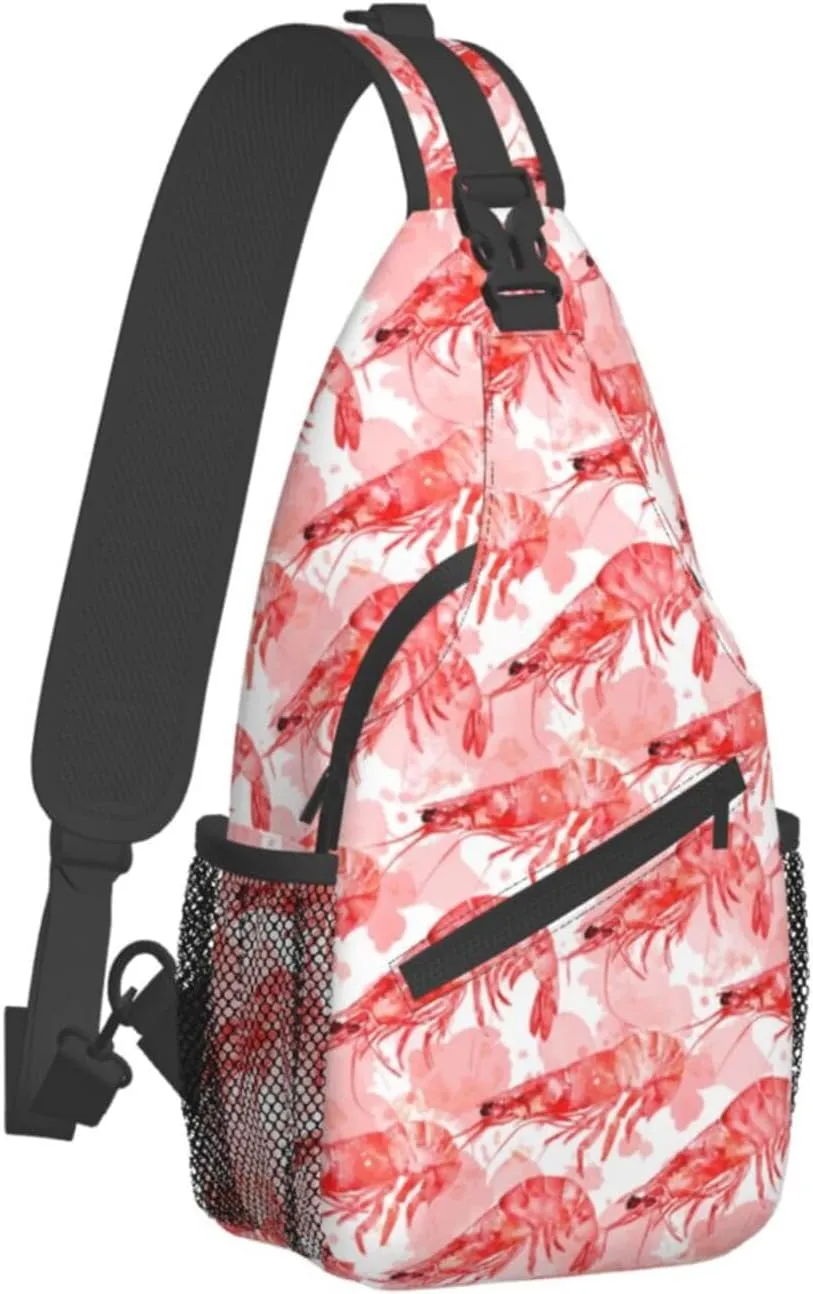 Shrimp-Painting Sling Backpack Hiking Backpack Crossbody Bag Sports Lightweight And waterproof Chest Bag Shoulder Bag For Women Men