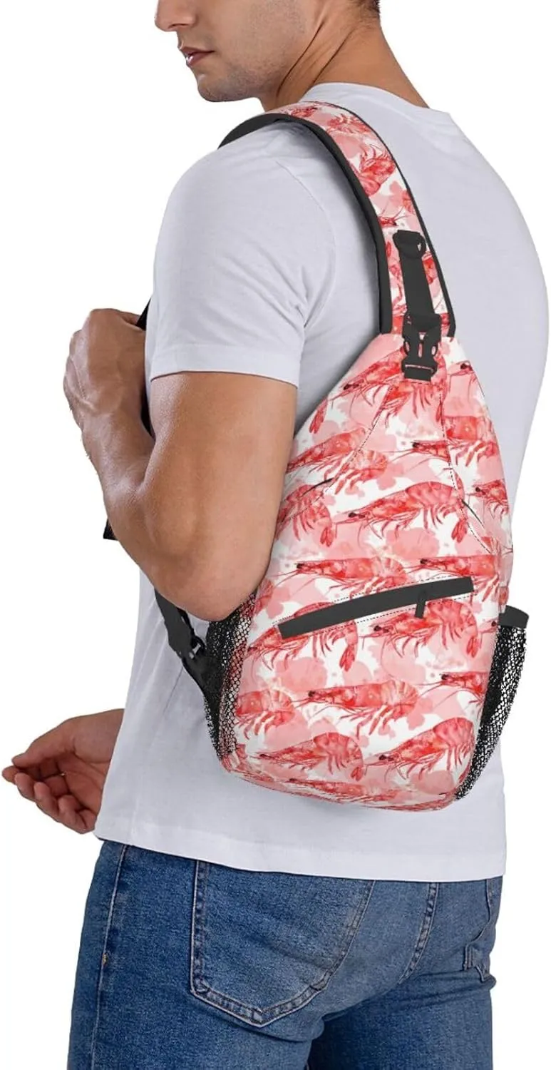 Shrimp-Painting Sling Backpack Hiking Backpack Crossbody Bag Sports Lightweight And waterproof Chest Bag Shoulder Bag For Women Men