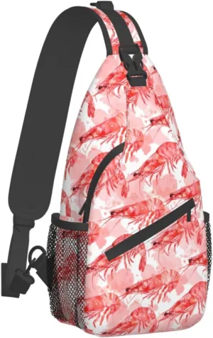 Shrimp-Painting Sling Backpack Hiking Backpack Crossbody Bag Sports Lightweight And waterproof Chest Bag Shoulder Bag For Women Men